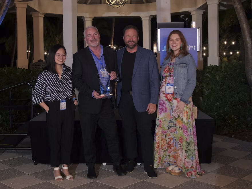 The picture shows John Reed and Dan Kellgren, of Aim, receiving CCJ's 2024 Innovator's of the Year Award.