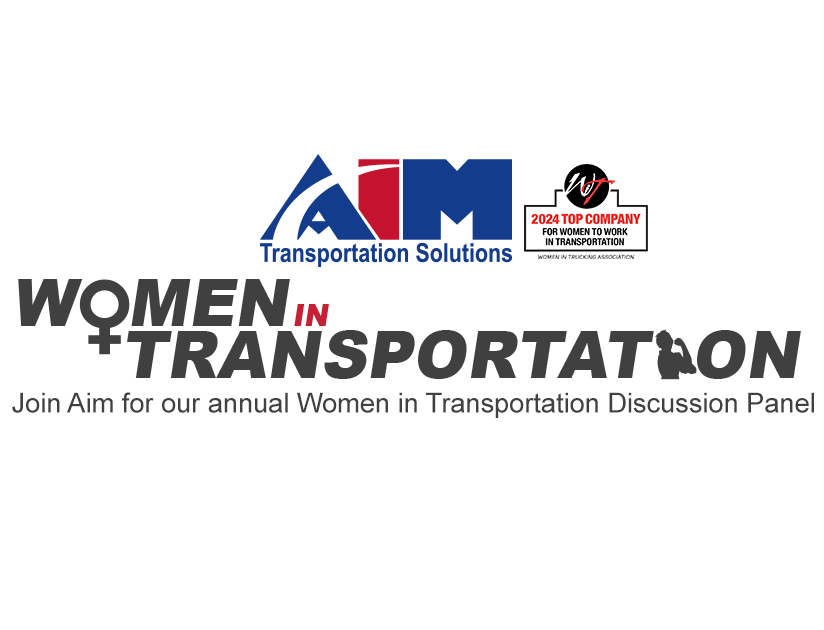 Graphic promoting Aim's Women in Transportation Discussion Panel.